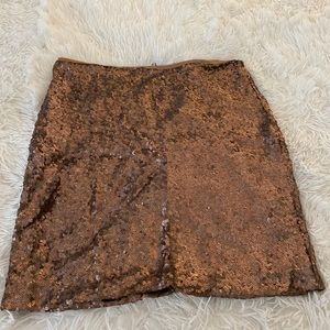 Rose gold sequin skirt